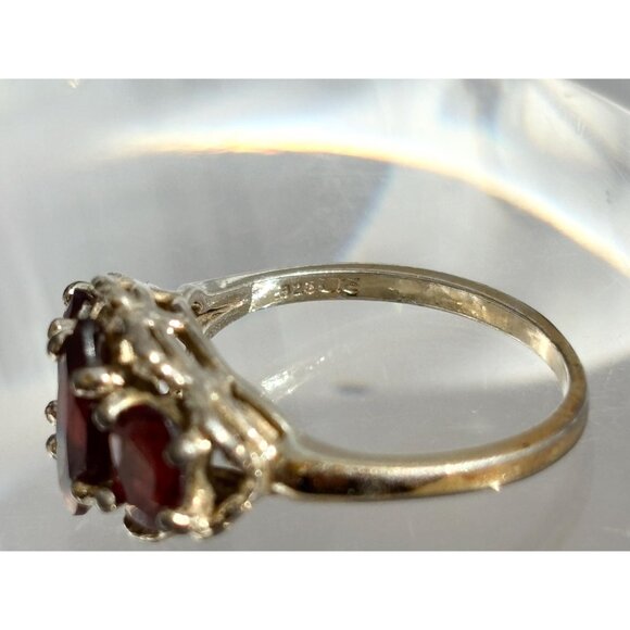 Art Deco Garnet Vermeil Overlay 925 Sterling Silver Vintage Ring - sz 6.75 - Picture 6 of 15